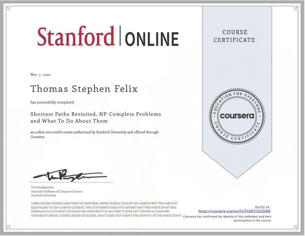 Coursera certificate